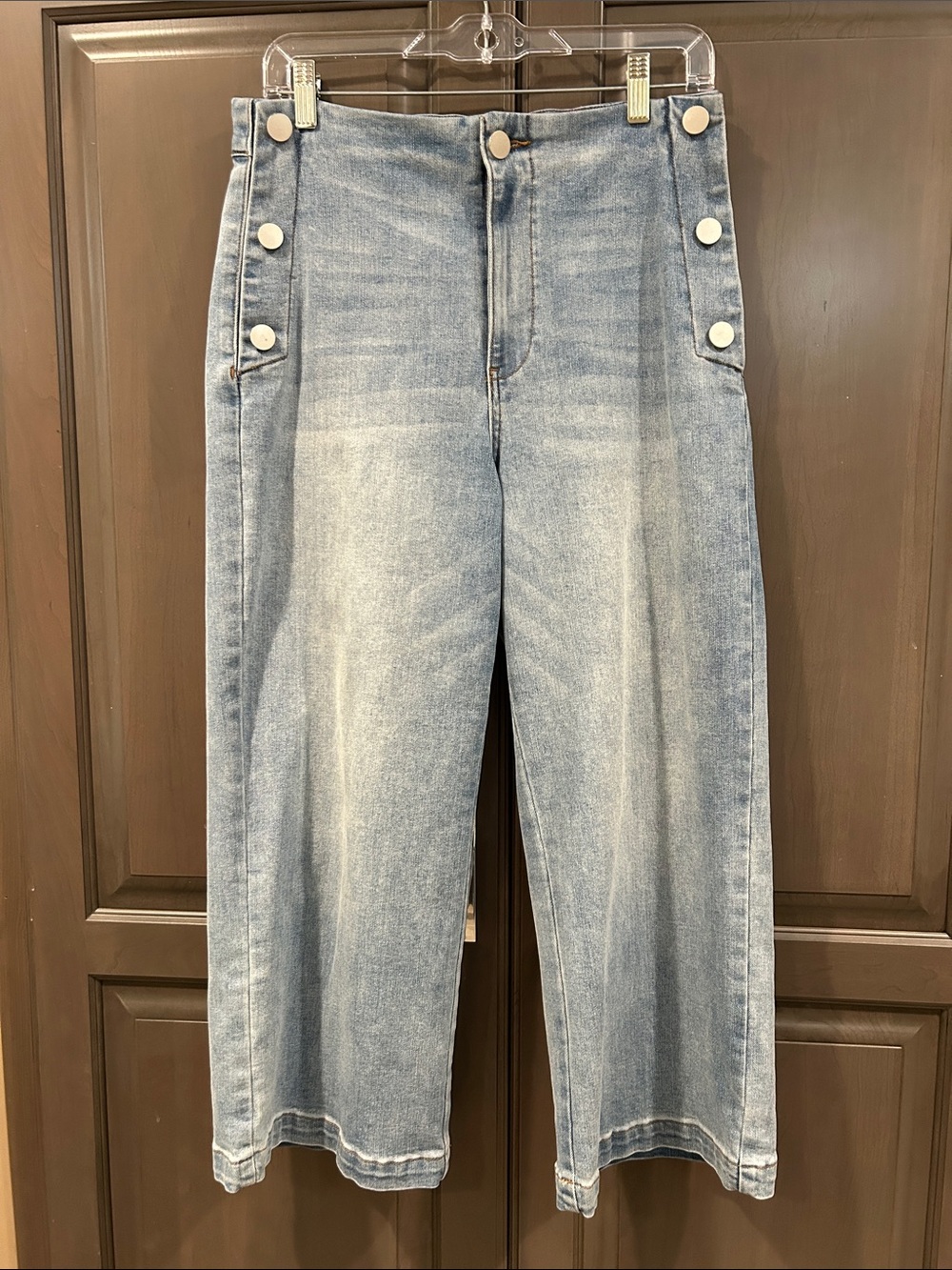 OAT New York Sailor Cropped Wide-Leg Jean in Medium Ophelia, Size 29